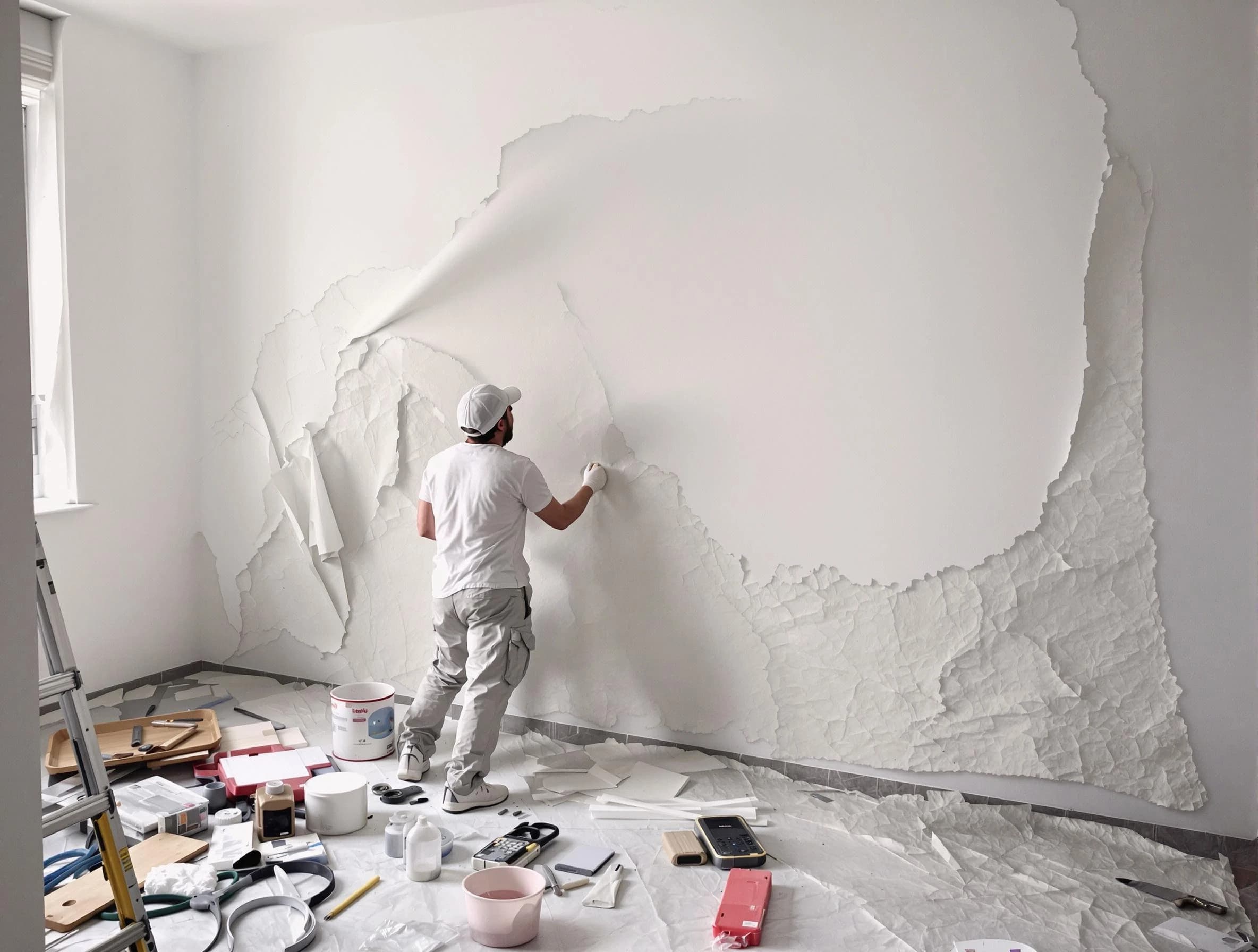 Removing old wallpaper to reveal clean walls by East Cleveland House Painters in East Cleveland